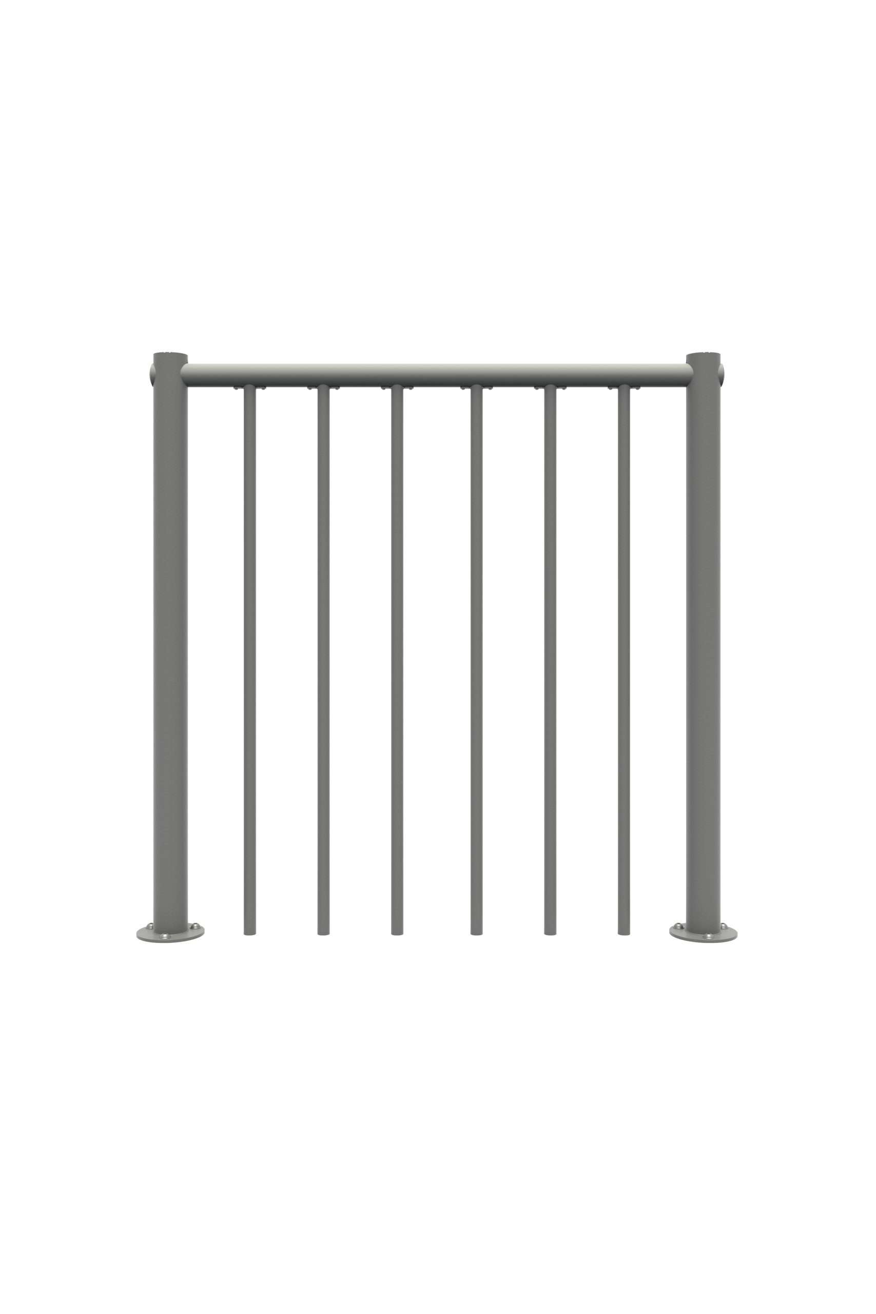 Parapeta margas ar vertikāliem stieņiem un PVC margām