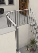 Parapeta margas ar vertikāliem stieņiem un koka margām apaļas - Image 4